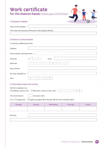 EN - Work certificate for the Maison Relais 2023 - 2024