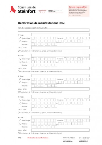 Declaration de manifestations 2024