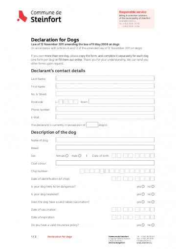 EN - Declaration for dogs (déclaration chiens)