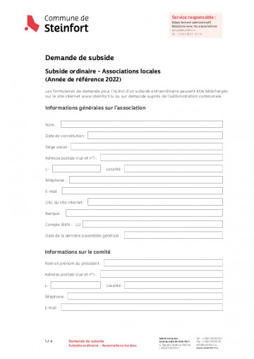 FR - Demande de Subside ordinaire