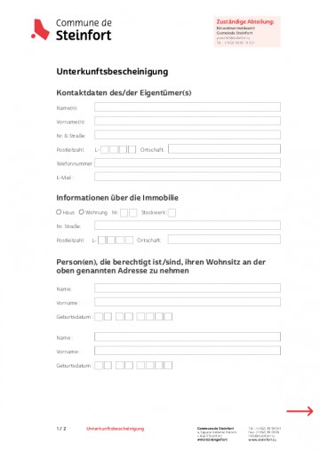 DE - Unterkunftsbescheinigung (certificat d