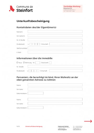DE - Unterkunftsbescheinigung (certificat d