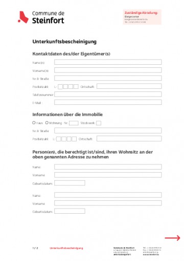 DE - Unterkunftsbescheinigung (certificat d