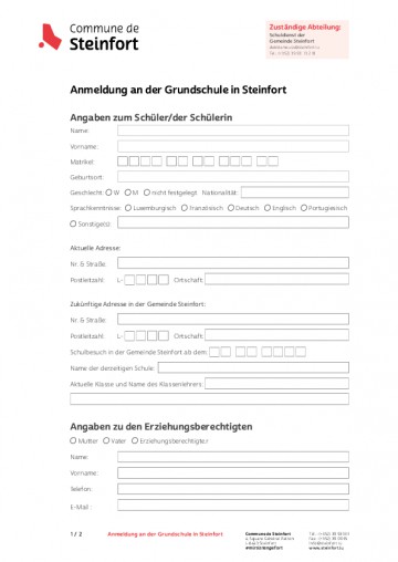DE - Anmeldung an der Grundschule in Steinfort