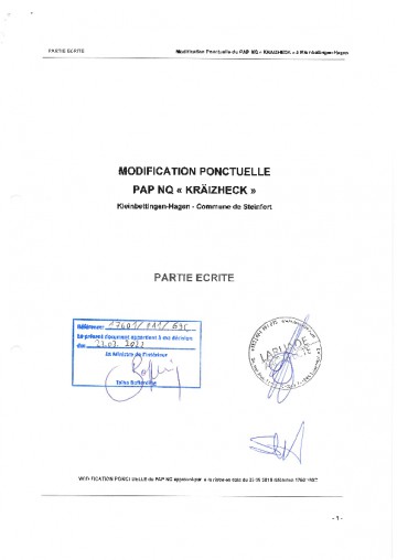 Modification PAP - Kräizheck - Partie écrite