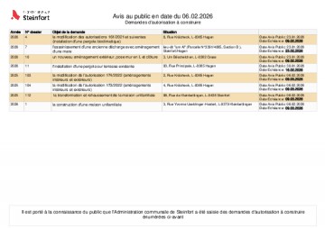 Avis au public du 06.02.2026