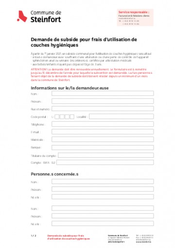 FR - Demande de subvention - couches hygiéniques