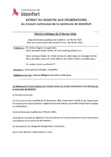 2626 12 Rglement dordre interieur du Conseil communal et des commissions consultatives de la commune