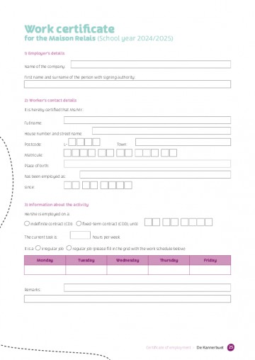 EN - Certificate of employment for the school year 2024-2025