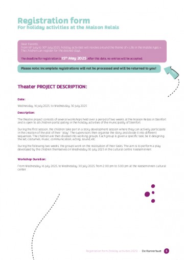 EN - Registration form for summer holidays 2025