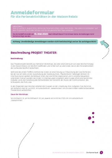 DE - Anmeldeformular für die Sommerferien 2025