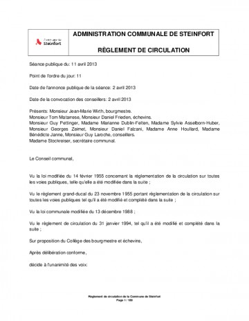 Règlement de circulation