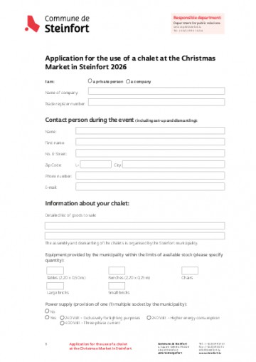 EN - Demande de mise à disposition d’un chalet au Marché de Noël à Steinfort