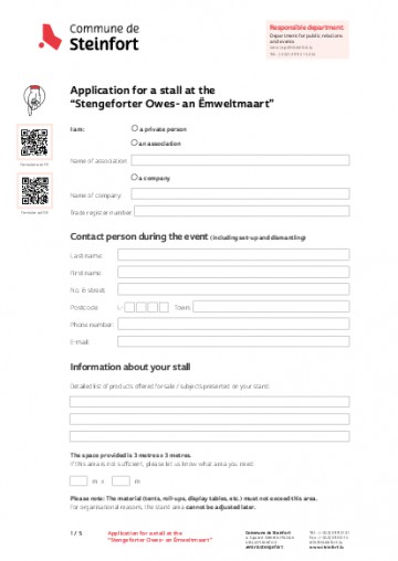 2026 - Application for a stall at the Stengeforter Owes- an Ëmweltmaart