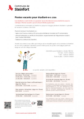 FR - Postes vacants pour étudiant.e.s