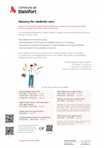 EN - Vacancy for students (Postes vacants pour étudiant.e.s)