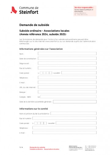 FR - Demande de subside ordinaire - Associations locales 2025