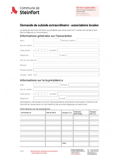 FR - Demande de subside extraordinaire - Associations locales 2025