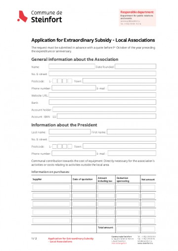 EN - Appication for Extraordinary Subsidy - Local Associations (Demande de subside extraordinaire - Associations locales) 2025