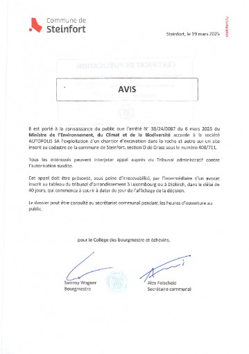 Etablissements classés - arrêté n°3B240087