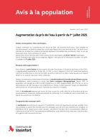 Avis - Augmentation prix de l