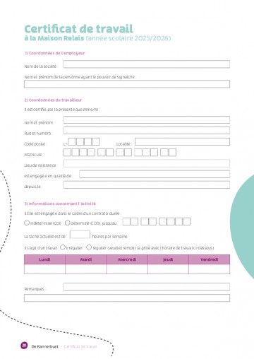 FR - Certificat de travail pour l