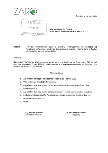 Convocation ZARO du 7052025