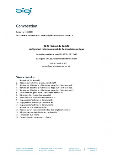 Convocation - Séance du Comité 222 - 01072025 1700