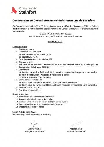 CC170725 - Convocation Conseil communal