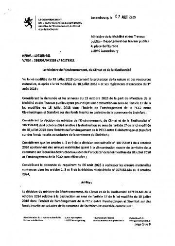 Arrêté PC12 Kleinbettingen- Steinfort 107158-M2