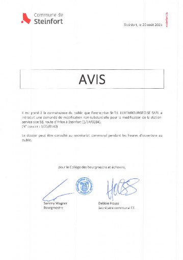 Avis au public Arrêté 1140284
