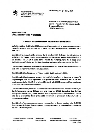 Arrêté PC12 Kleinbettingen- Steinfort 107158-M1