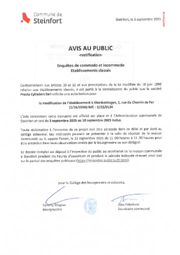 Etablissements classes - enquête publique n°1220134