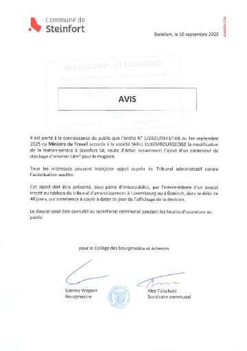 Etablissements classes - arrêté n°120250143168