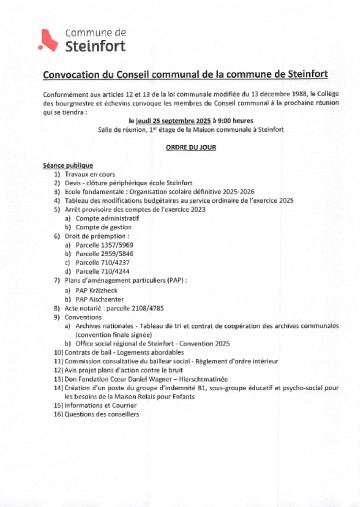 Convocation CC séance du 25 septembre 2025