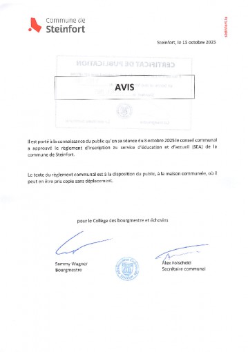 Avis - Règlement communal d