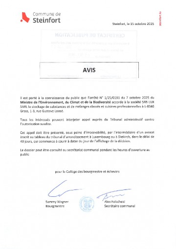 Etablissements classés - arrêté n°1250191