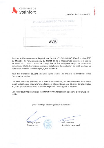 Etablissements classés - arrêté n°120240399157