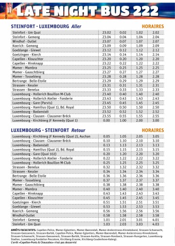 Horaires Ligne 222 valable à partir du 17.09.2018 - Administration  Communale de Steinfort