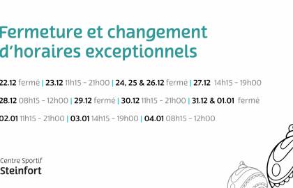 Fermeture Noel et nouvel an Piscine