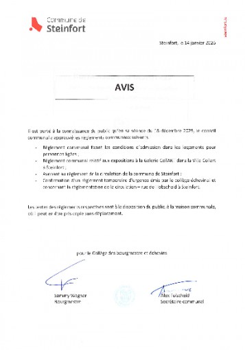 Avis au public - CC 18.12.2025