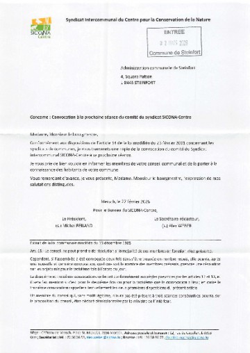 Convocation du 18.03.2026 SICONA-Centre