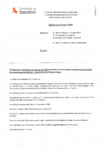 Règl. temp. circulation à Steinfort rue de Kleinbettingen à Grass