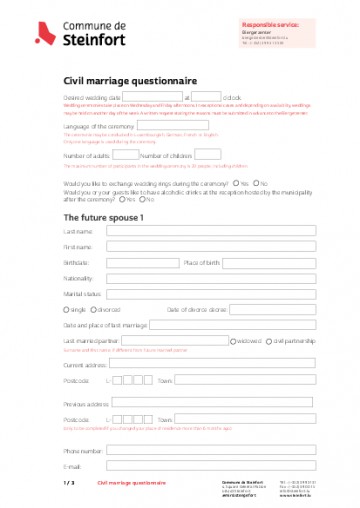 EN - Civil marriage questionnaire (Questionnaire relatif au mariage civil)