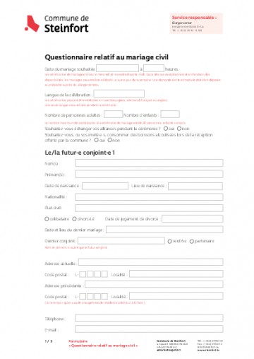 FR - Questionnaire relatif au mariage civil