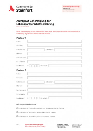 DE - Antrag auf Genehmigung der Lebenspartnerschaftserklärung (Demande d