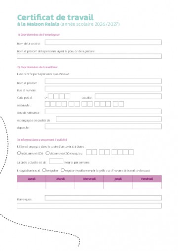 FR - Certificat de travail pour l