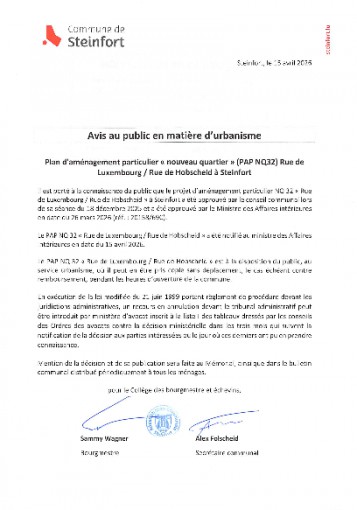 PAP NQ32 rue de Luxembourg - rue de Hobscheid - approbation