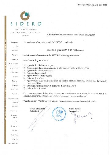 Convocation Séance de Comité II 2026 du SIDERO du 02062026 Communes