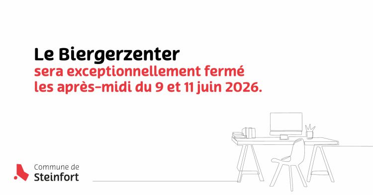 Fermeture Biergerzenter après-midi 9 et 11 juin[MH]
